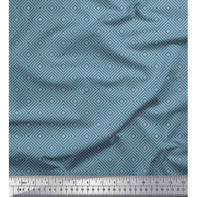 Soimoi Gray polyester Crepe Fabric Diamond Geometric Fabric Prints By Yard 42 Inch Wide