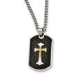 thumbnail image 1 of Stainless Steel Carbon Fiber Inlay Gold IP-plated D/C Cross Necklace 24in, 1 of 3