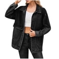 thumbnail image 2 of LOVZFMLL Vestes pour Femmes Mode Couleur Col à Revers Style Amincissant Manche Veste en Denim, 2 of 7