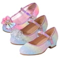 thumbnail image 3 of Chaussures de Robe pour Tout-Petites Filles, Chaussures Princesse à Fleurs Roses, Talons Bas, Chaussures Mary Jane pour Fête et Mariage (Petite/grande Enfant), 3 of 8