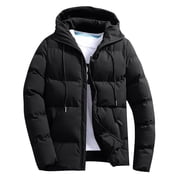 Miqool Mens Hooded Quilted Jacket Lightweight Puffer Cotton Jacket Warm Winter Coat Outerwear