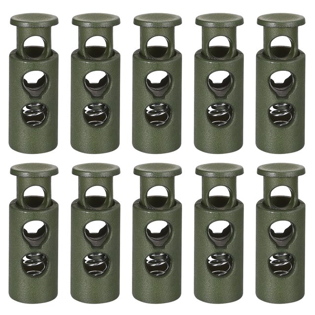 Unique Bargains Lot de 30 Butées à Ressort en Plastique à Double Trou pour Cordon de 4 mm, Vert Foncé