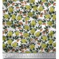 thumbnail image 1 of Soimoi Poly Georgette Fabric Leaves & Floral Block Printed Fabric 1 Yard 52 Inch Wide, 1 of 3