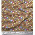 thumbnail image 1 of Soimoi Brown Polyester Crepe Fabric Leaves,Insect & Floral Artistic Fabric Prints by Yard 52 Inch Wide, 1 of 3