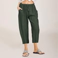 thumbnail image 2 of Timegard Capri Shorts for Women Cotton Linen Elastic Waisted Drawstring Lounge 3/4 Shorts with Pockets, 2 of 6
