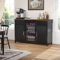 thumbnail image 3 of GDLF Grande Armoire de Bar à Café avec Espace pour Réfrigérateur, Mini Armoire-Frigo avec Rangement pour Vin, Buffet Bahut pour la Maison, Design Moderne Cannelé,53.2 Pouces L, 3 of 5