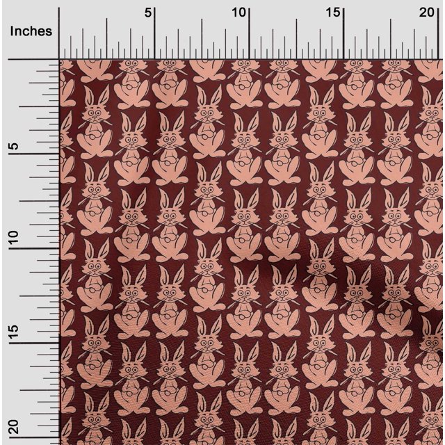 oneOone Tissu en Viscose Chiffon Imprimé Bloc de Lapin 1 Yard 42 Pouces de Large