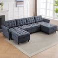 thumbnail image 1 of Puremind Modular Sofa with Storage Ottoman, U Shaped Sectional Couch with Adjustable Armrests for Living Room/Apartmenty, Dark Gray, 1 of 7