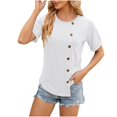 thumbnail image 1 of FAIWAD Women's Plus Size Summer Tops Short Sleeve Round Neck Side Split Button Casual Tunic Tops, 1 of 6