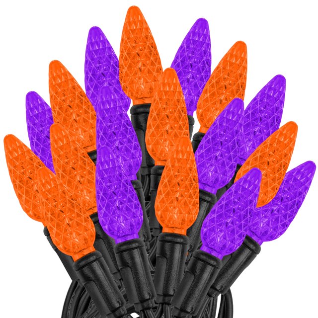 Novelty Lights 24FT 70 LED C6 LED Halloween String Lights, Purple & Orange