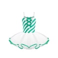 thumbnail image 1 of RUNQHUI Robe de Danse Ballet de Noël pour Filles, Justaucorps Sans Manches à Rayures, Jupe Tutu en Maille, Tenue de Danse de Noël Verte 8, 1 of 5