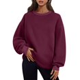 thumbnail image 1 of Timegard Chandail en Molleton Surdimensionné pour Femmes Col Rond Manches Longues Hauts Mode Automne Chandail avec Poches, 1 of 8
