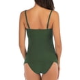 thumbnail image 3 of UPPADA Womens Two Piece Tankini Set Solid Spaghetti Straps Swimsuits with Brief Tummy Control Modest Bathing Suits Full Coverage 2 Piece Beachwear Swimsuits for Large Busted Women Green,M, 3 of 5