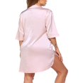 thumbnail image 3 of Femmes Satin Chemise de Nuit Bouton vers le Bas V-Cou Sleepwear Robe Bleu L, 3 of 8