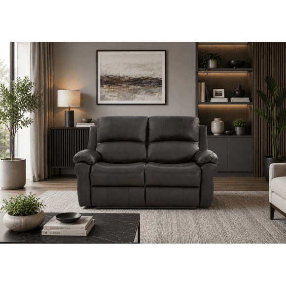 K-Living Danica causeuse inclinable électrique en cuir de haute qualité en brun avec prises USB