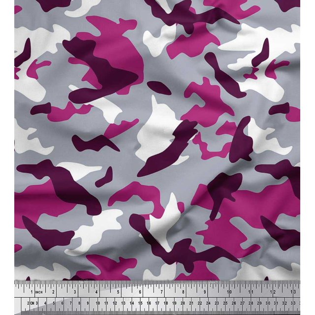 Soimoi Rayon Crepe Fabric Two Tone With White Camouflage Print Sewing Fabric Yard 46 Inch Wide
