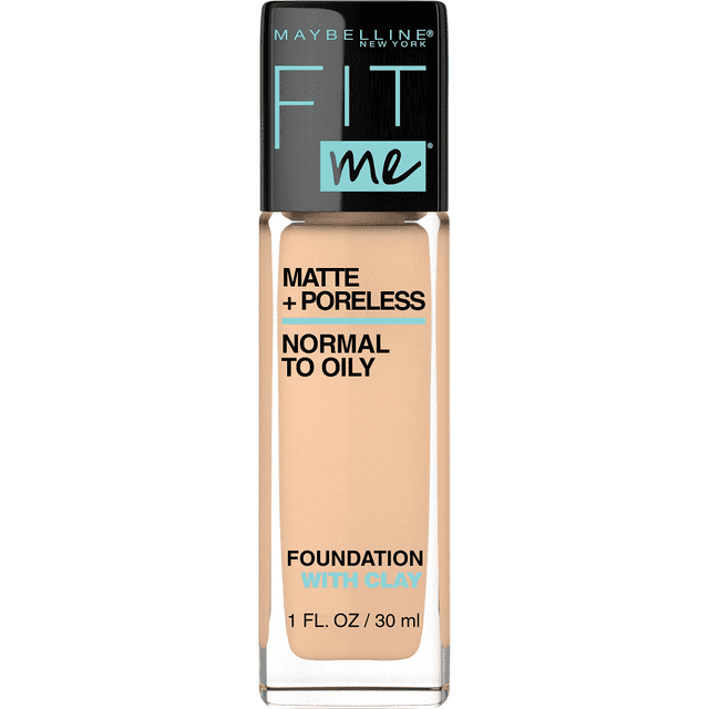 Maybelline New York Fit Me Matte + Poreless Foundation Makeup, Ultra-Lightweight Formula Controls Shine, for Normal to Oily Skin, 124 soft sand ,30 ml