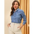 thumbnail image 3 of INSPIRE CHIC Chemise à Pois pour Femme à Col Pointu, Manches Longues, Boutonnée, 3 of 6