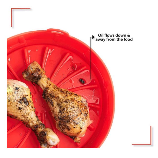 Pot en Silicone pour Friteuse à Air Chaud Résistant à la Chaleur Cuisine Grillade Panier de Cuisson Réutilisable Épaissi Outil de Remplacement pour Poulet Frit 19cm Café