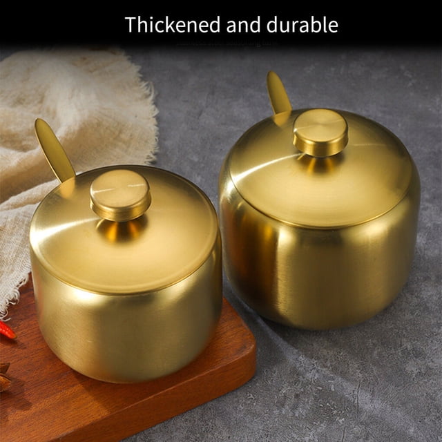 pitrice Sugar Bowl Coffee Tea Spice Jar Kitchen Gadgets Salt Container Integrated Design Cooking Supplies Seasoning Pot Gold Type 2 S