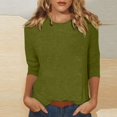 thumbnail image 1 of CHUANK Blouses pour Femmes T-shirts Unis Manches 3/4 Col Rond Hauts d'Été Décontractés, 1 of 9