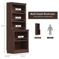 thumbnail image 3 of VAUXHILL & CO. Halston Multi-Depth Bookcase, Adjustable Storage Shelving Unit, Cherry, 3 of 9