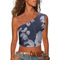 thumbnail image 2 of Leutsin Womens Print Tank Crop Tops Sleeveless One Shoulder Shirt Summer Charming Tees, 2 of 7