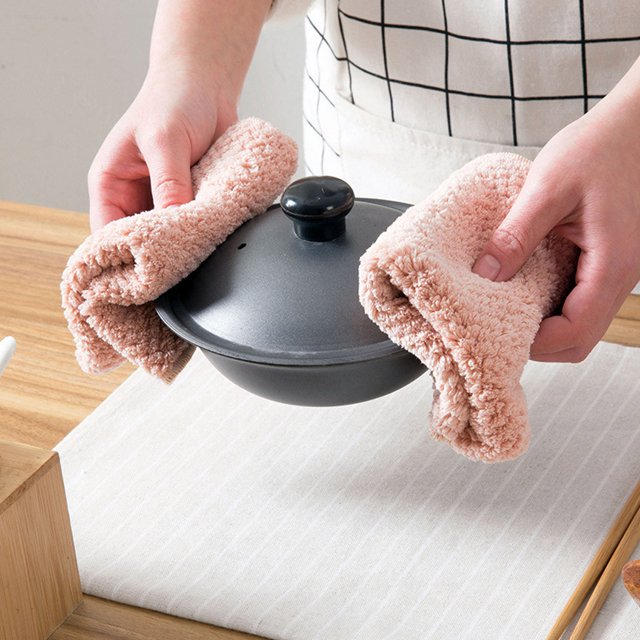 LSLJS Kitchen Towels, Nonstick Oil Coral Velvet Hanging Hand Towels Kitchen Dish Towels and Dishcloths