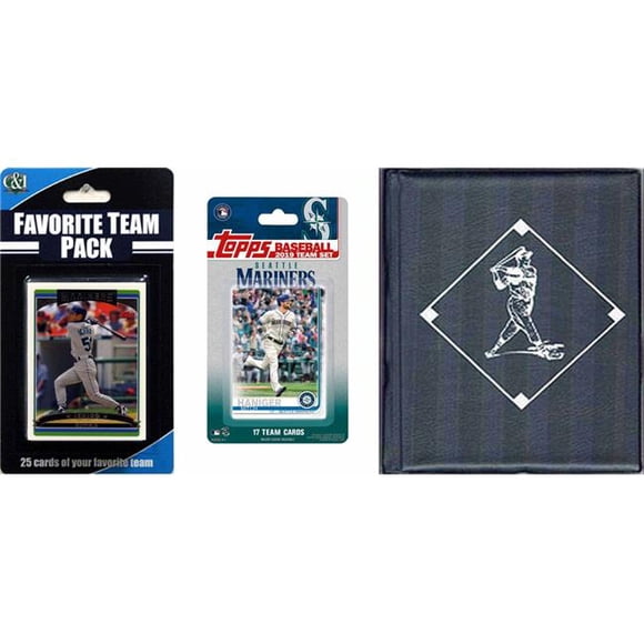 C&I Collectables 2019MARINERSTSC MLB Seattle Mariners Licensed 2019 Topps Team Set & Favorite Player Trading Cards Plus Storage Album