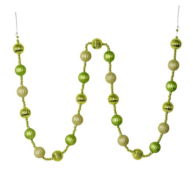 Vickerman M183554 6 ft. Celadon Stripe Ball Garland