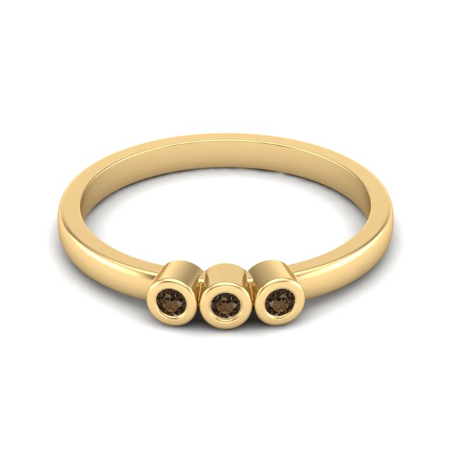 Bague Empilable pour Femme en Forme Ronde en Quartz Fumé en Argent Sterling 925 Vermeil Or Bijou Délicat