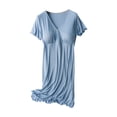 thumbnail image 1 of matoen Robe d'Allaitement pour Femme à Col en V Profond, Unie, à Manches Courtes, avec Boutons, Robe Fluide à Volants avec Coussinet de Poitrine, Vêtement de Nuit, 1 of 8