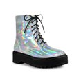 thumbnail image 1 of Unique Bargains Women's Round Toe Platform Lace Up Combat Ankle Boots, 1 of 8
