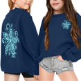 thumbnail image 3 of MEZZALL Sweat à Capuche à Manches Longues Imprimé Fleuri Mode Décontractée pour Filles, Bleu Foncé, 8-9 Ans, 3 of 7