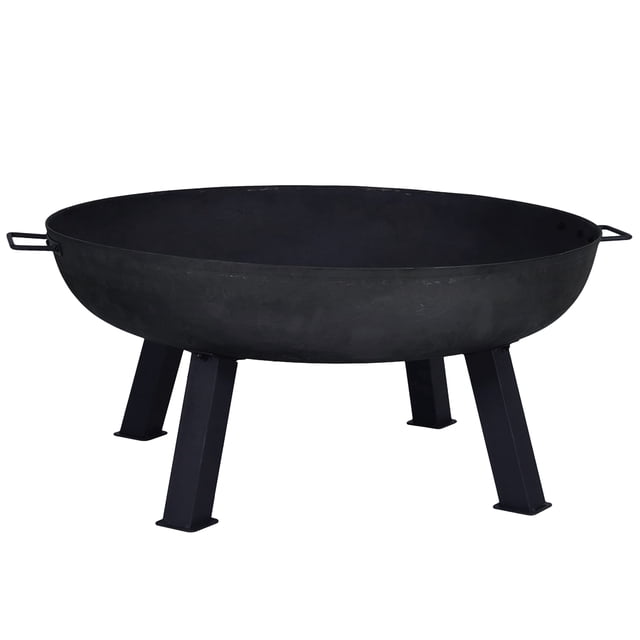 Sunnydaze Outdoor Camping or Backyard Round Cast Iron Rustic Fire Pit Bowl with Handles - 34" - Black Finish