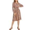 thumbnail image 2 of INSPIRE CHIC Robe Midi Ceinturée à Imprimé Floral Vintage en Mousseline à Manches Longues à Col Noué pour Femme 2TG Jaune, 2 of 8