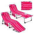 thumbnail image 1 of Goplus 2 PCS Outdoor Folding Chaise 5-Position Lounge Chair with Adjustable Footrest Pink, 1 of 8