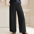 thumbnail image 2 of Pantalons en Coton et Lin pour Femmes Large Large Taille avec Poches, 2 of 7