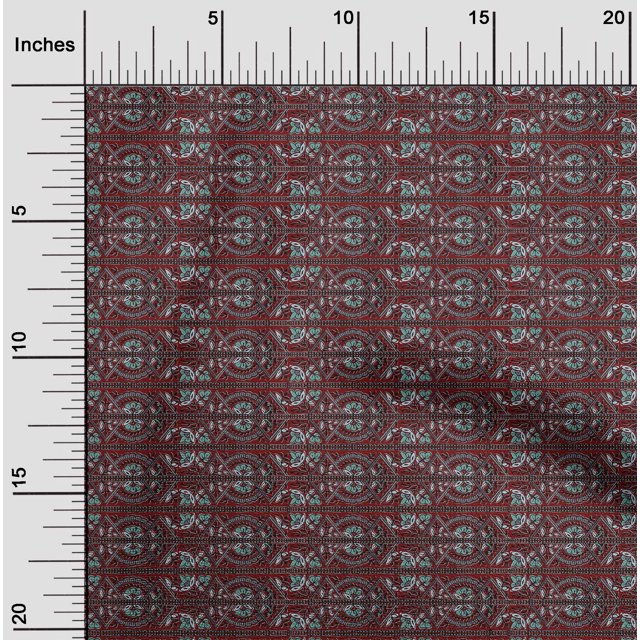 oneOone Polyester Lycra Fabric Stripe|Leaves & Floral Block Print Fabric BTY 56 Inch Wide