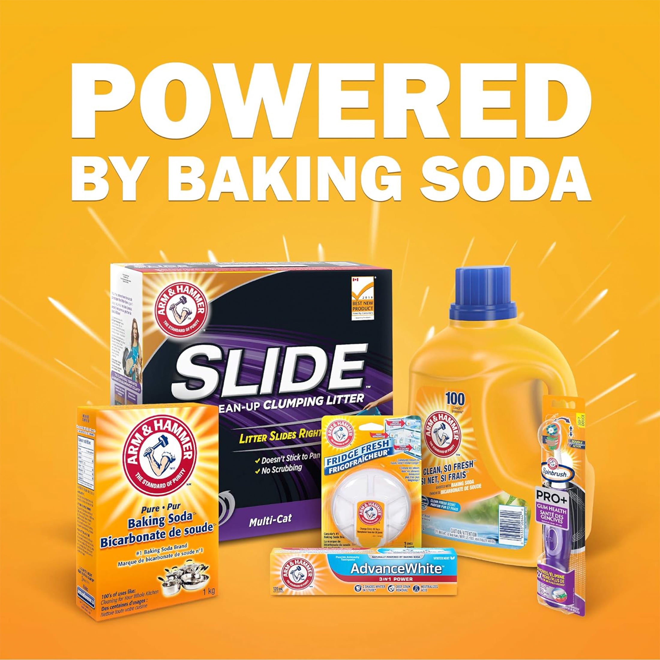 Bicarbonate de soude pur Arm & Hammer, Nettoyant multi-usages, désodorisant naturel et ingrédient essentiel pour la pâtisserie, 500g (1 paquet)