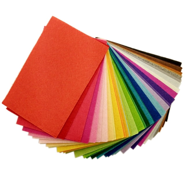 MasteelfCA 40pcs 40 Colors Felt Cloth DIY Felt Fabric Rectangular Sheets, featuring a vibrant assortment of 40 different colours. Each sheet measures approximately 15x10x0.1cm and is made of durable felt material. Ideal for DIY crafts, decorations, and artistic projects, these sheets are easy to cut and paste. Suitable for creating felt food, flowers, fruit slices, and more. Perfect for art and craft production, stationery, toys, and interior design.