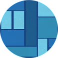 thumbnail image 1 of Ahgly Company Machine Washable Indoor Round Transitional Blue Area Rugs, 7' Round, 1 of 7