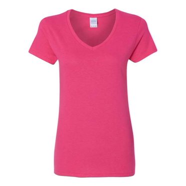 Gildan Ladies Heavy Cotton V-Neck T-Shirt, L, Heliconia