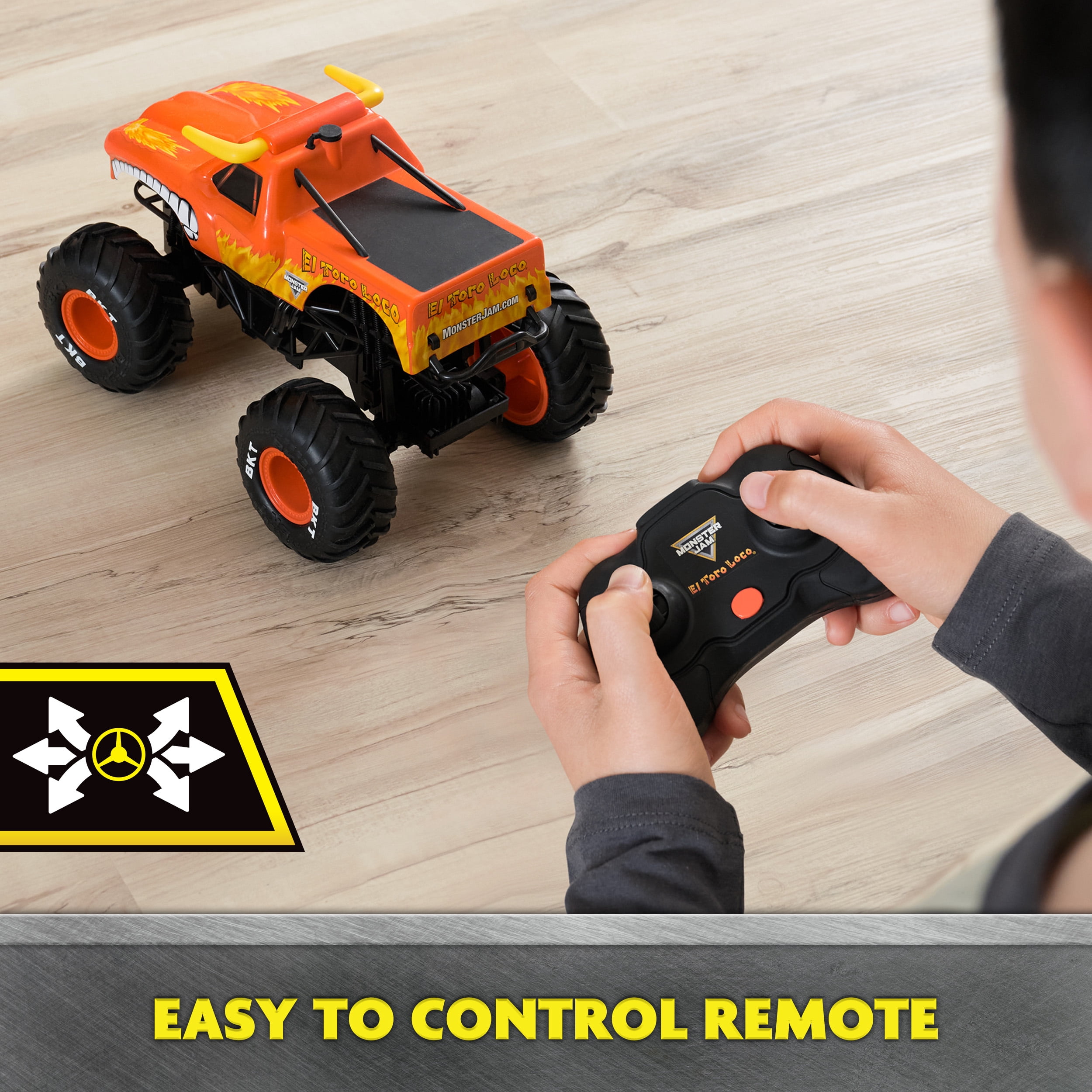 Monster Jam, Monster truck El Toro Loco RC avec brumisateur à effets de fumée, échelle 1:15, jouets pour garçons et filles à partir de 3 ans