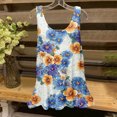 thumbnail image 2 of UPPADA Camisoles d'Été pour Femmes Col Rond Coupe Ample T-Shirts Décontractés Mode Sans Manches Vêtements de Plage Ourlet Fluide Chandails à Enfiler Hauts Plage Boho Vêtements Liquidation Hauts pour Femmes Bleu,P, 2 of 4