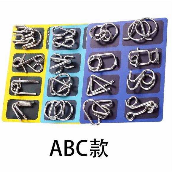 D Metal Brain Teaser Puzzle Ring Interwoven Metal Game Challenging Iron Ring Puzzle Toy For Children And Adults Educational Thinking Puzzle Set D