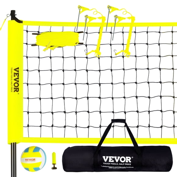 VEVOR Outdoor Portable Volleyball Net System, Adjustable Height Steel Poles, Professional Volleyball Set with PVC Volleyball, Pump, Carrying Bag