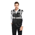 thumbnail image 1 of Toptie 5 Pockets High Visibility Safety Vest with Reflective Strips, Working Uniform Vest-Black-S, 1 of 6