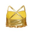 thumbnail image 2 of dPois Kids Girls Sparkly Sleeveless Halter Ruffled Tank Tops Camisole Latin Jazz Hip Hop Ballet Gold 10, 2 of 5