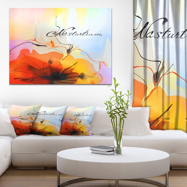 Fleur de Capucine Aquarelle - Art Mural Floral Très Grand